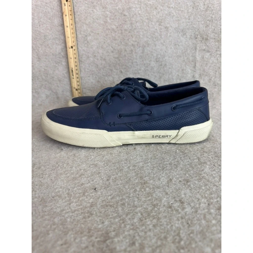 Sperry Mens STS44155 Navy Blue Perforated Leather Boat Shoes Size‎ 11.5
